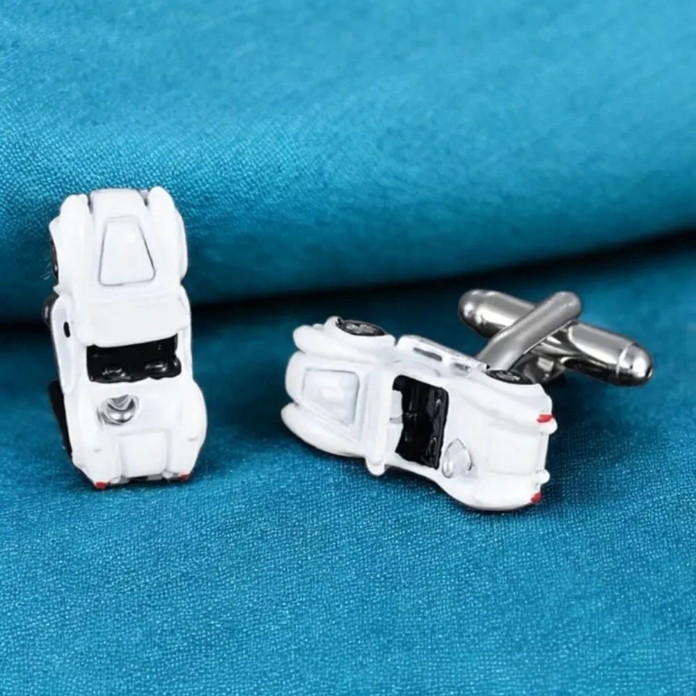 White Convertible Sport Car Cufflinks Tuxedo Formal Prom Office Tux Wedding Gift